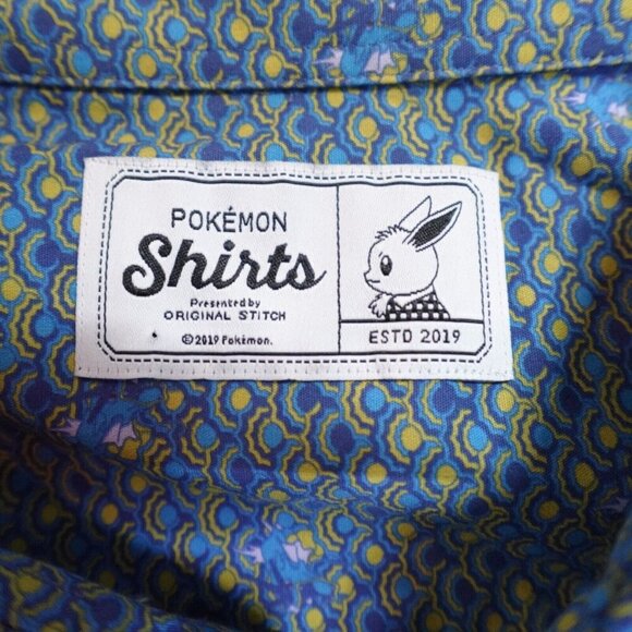 Original Stitch Shirt 2XL Blue All Over Print Pikachu Surfing Made in Japan - Picture 5 of 11